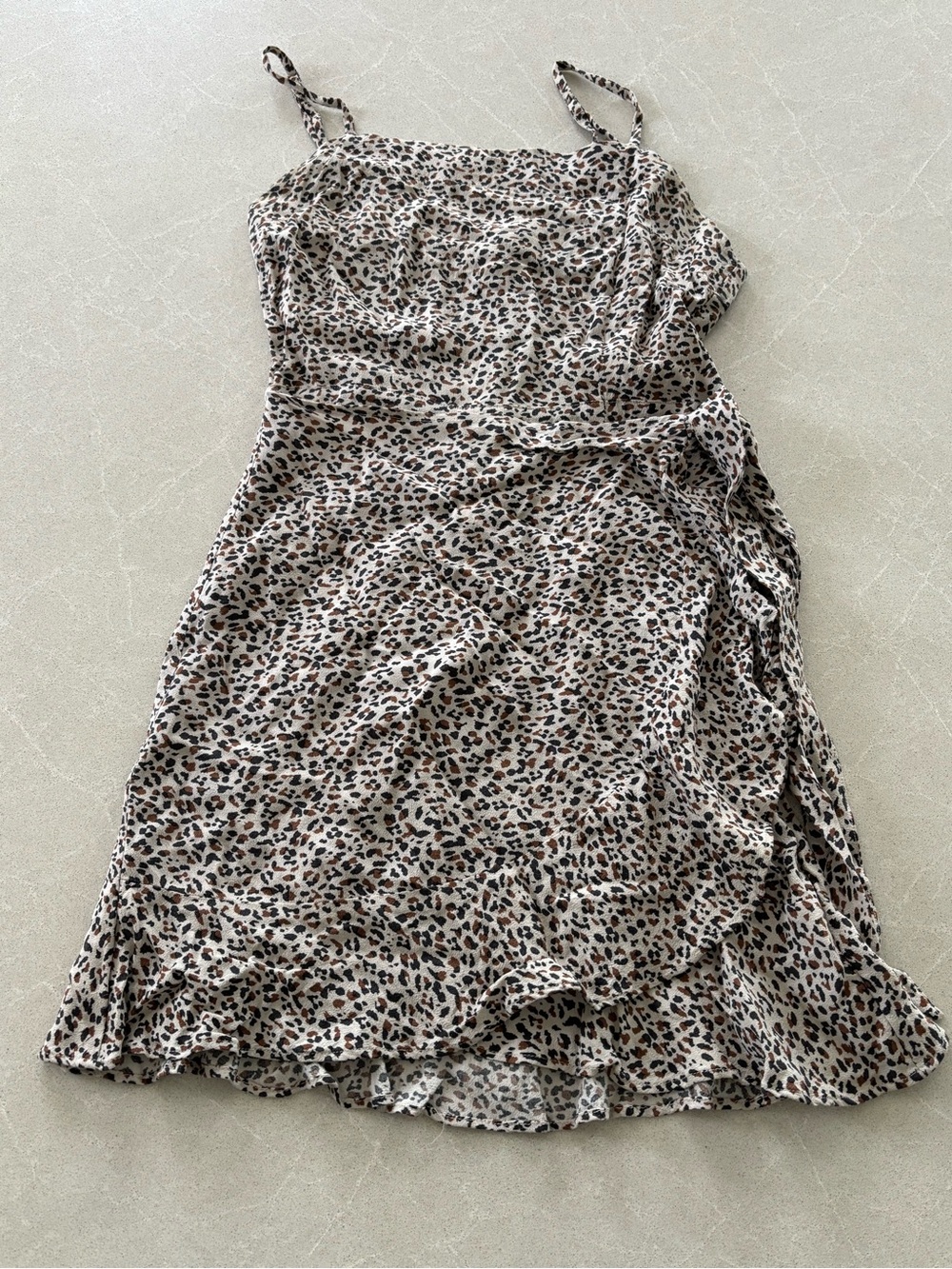 Abercrombie and Fitch Leopard Print Slip Dress in Beige Brown Wrap Dress